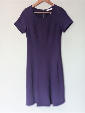 Ricki's Women's Short-Sleeve Fit & Flare Purple Dress Modern Classic